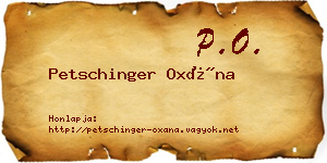 Petschinger Oxána névjegykártya